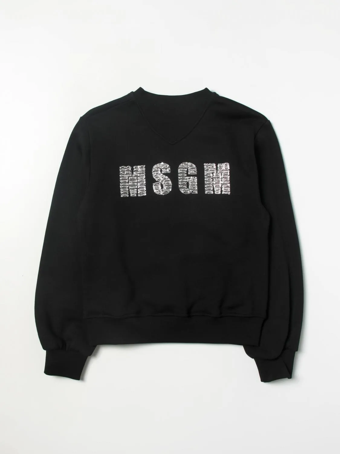 Felpa a girocollo MSGM Kids con logo di strass