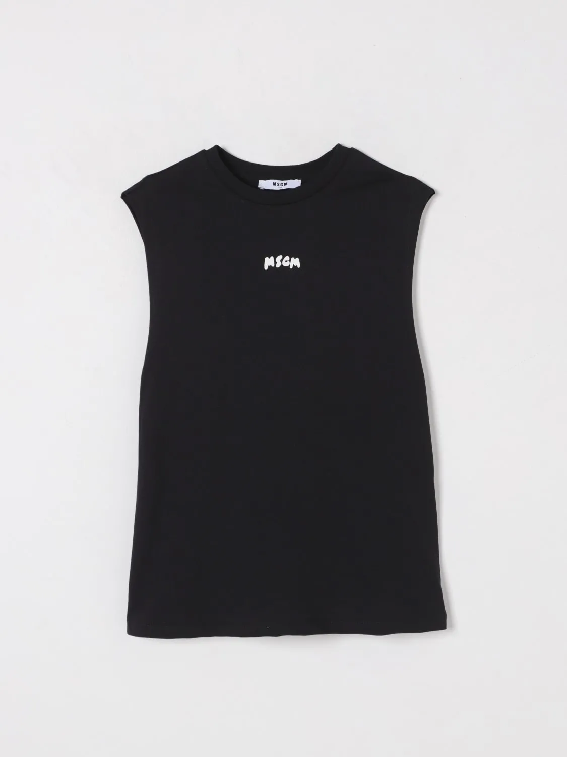 Canotta in cotone con stampa logo MSGM Kids