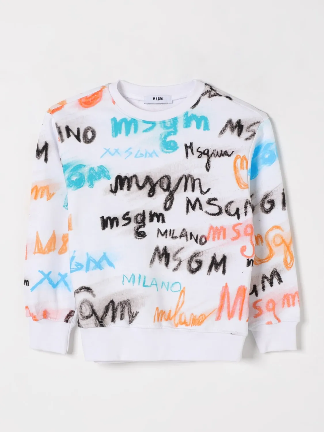Felpa a girocollo con logo all-over MSGM Kids