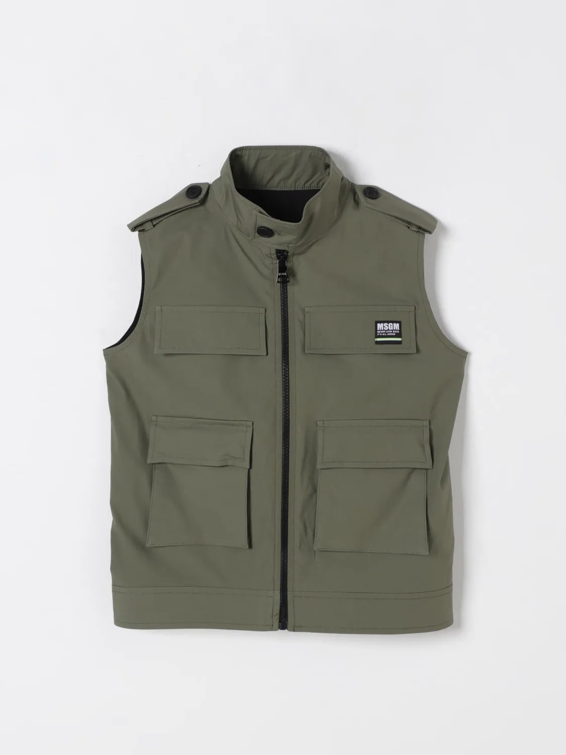 Giacca gilet in cotone con logo MSGM Kids