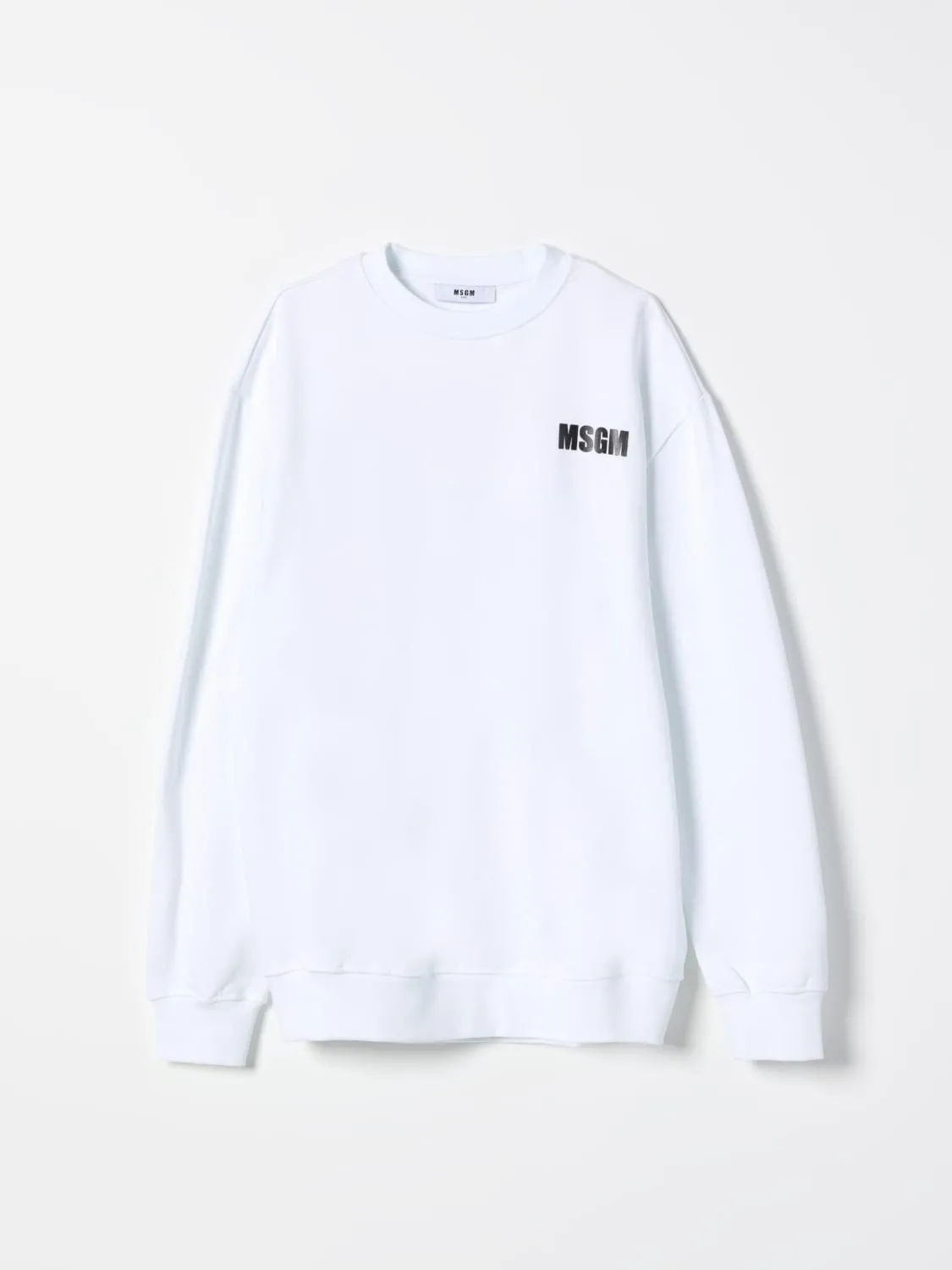 Felpa a girocollo in cotone con maxi logo MSGM Kids