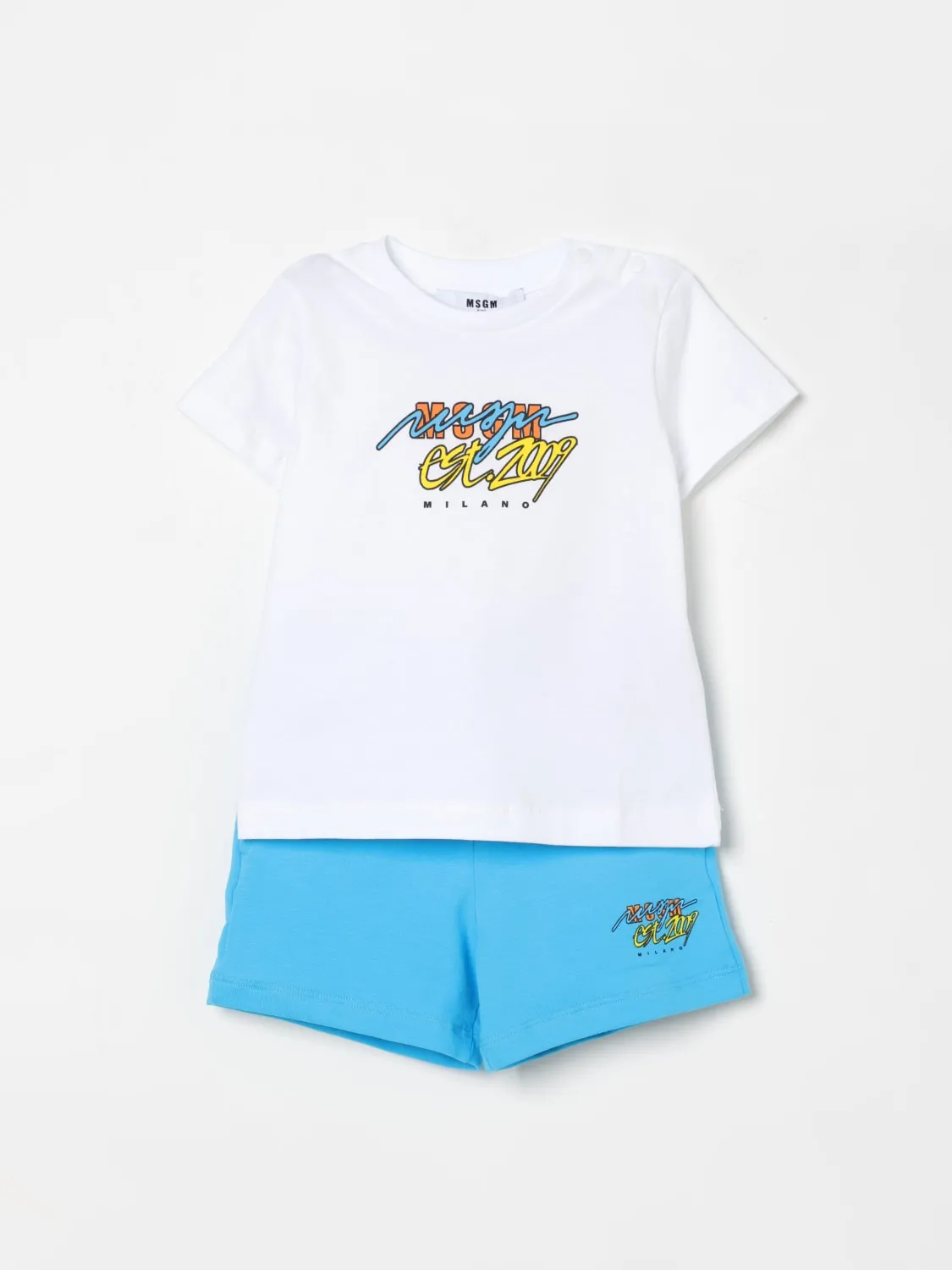 Completo in cotone con stampa logo MSGM Kids