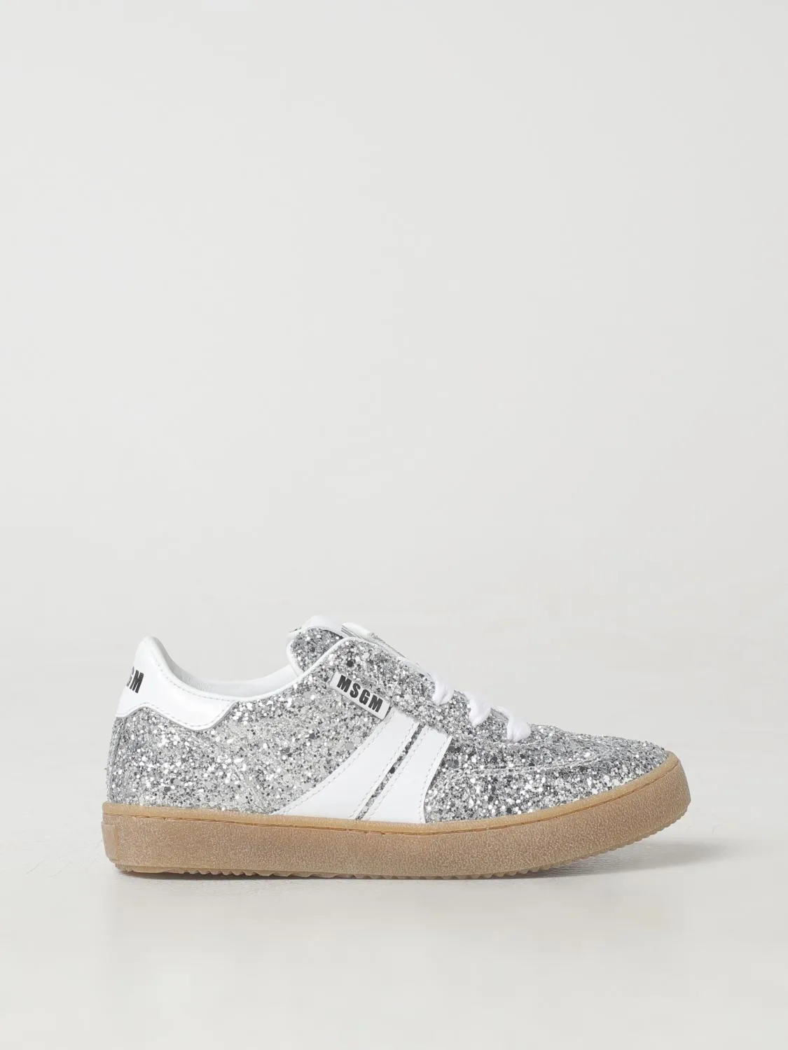 Sneakers MSGM Kids in pelle e tessuto glitter