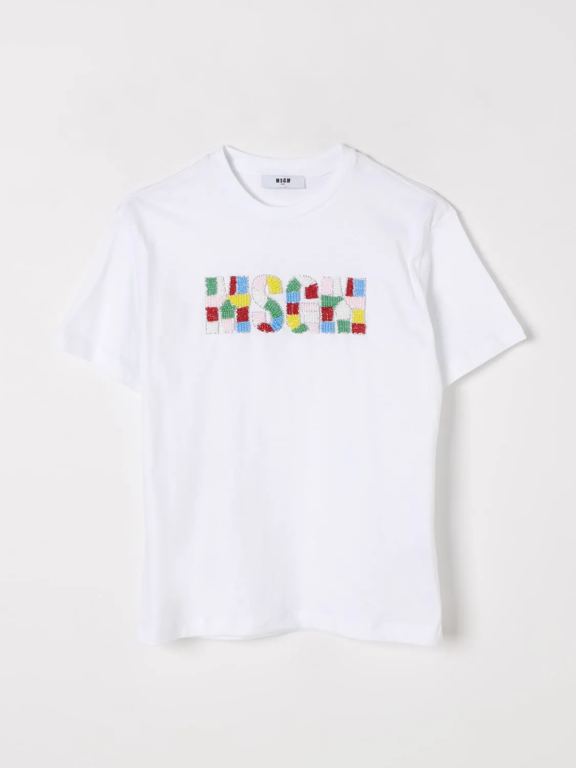 T-shirt in cotone con logo multicolor MSGM Kids