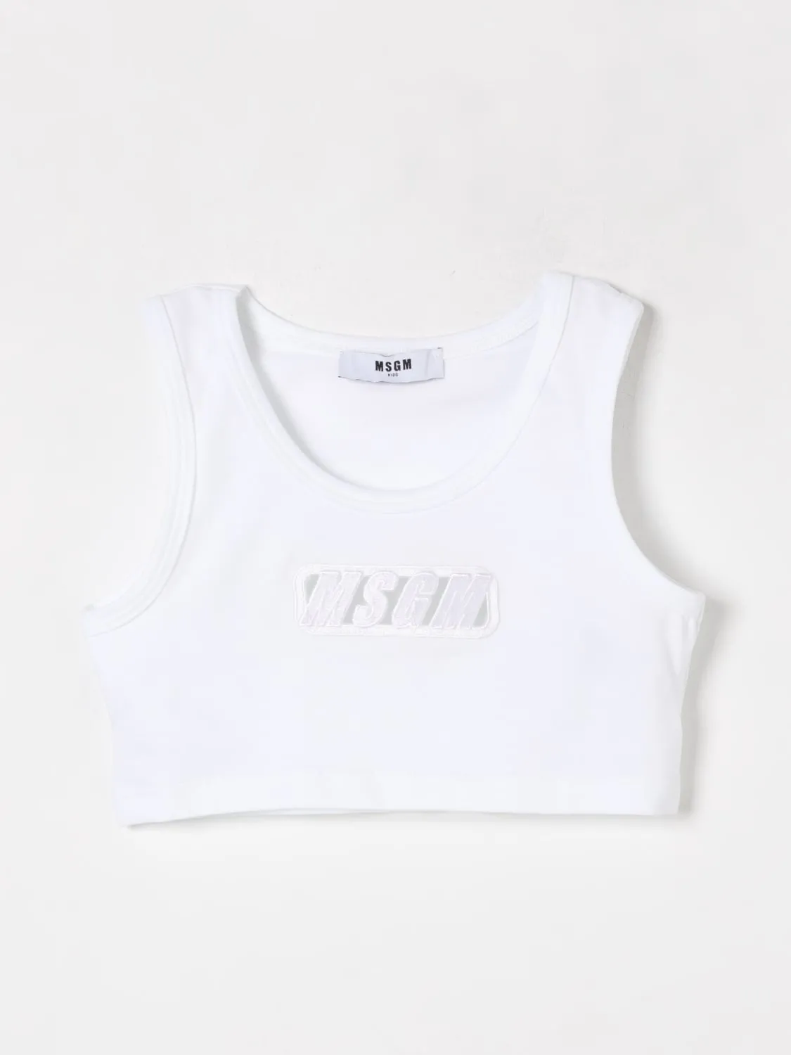 Canotta crop in cotone con logo MSGM Kids