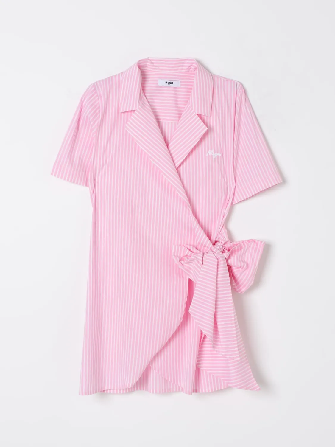 Abito a camicia in popeline a righe MSGM Kids