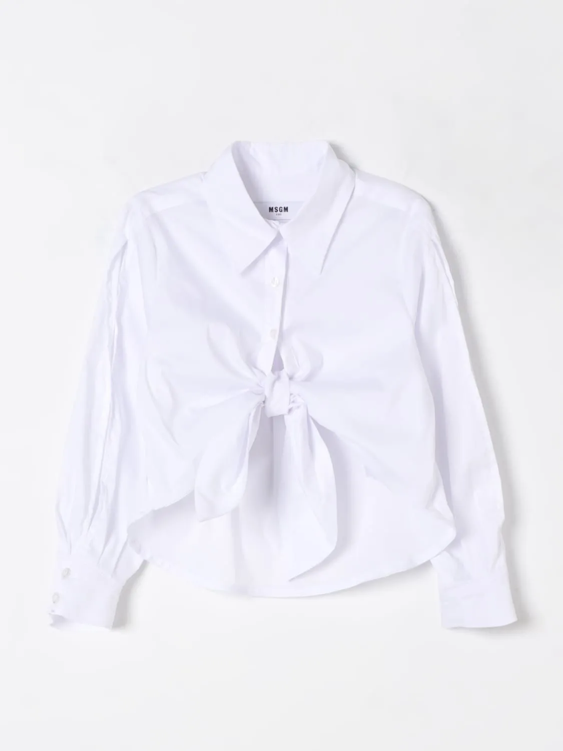 Camicia in cotone con nodo MSGM Kids