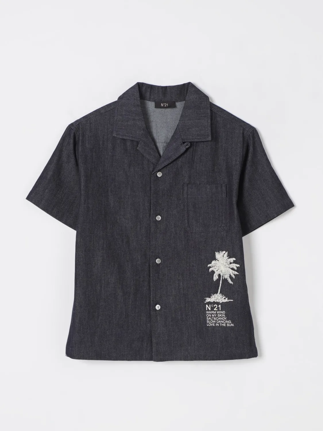 Camicia N° 21 in cotone con logo ricamato