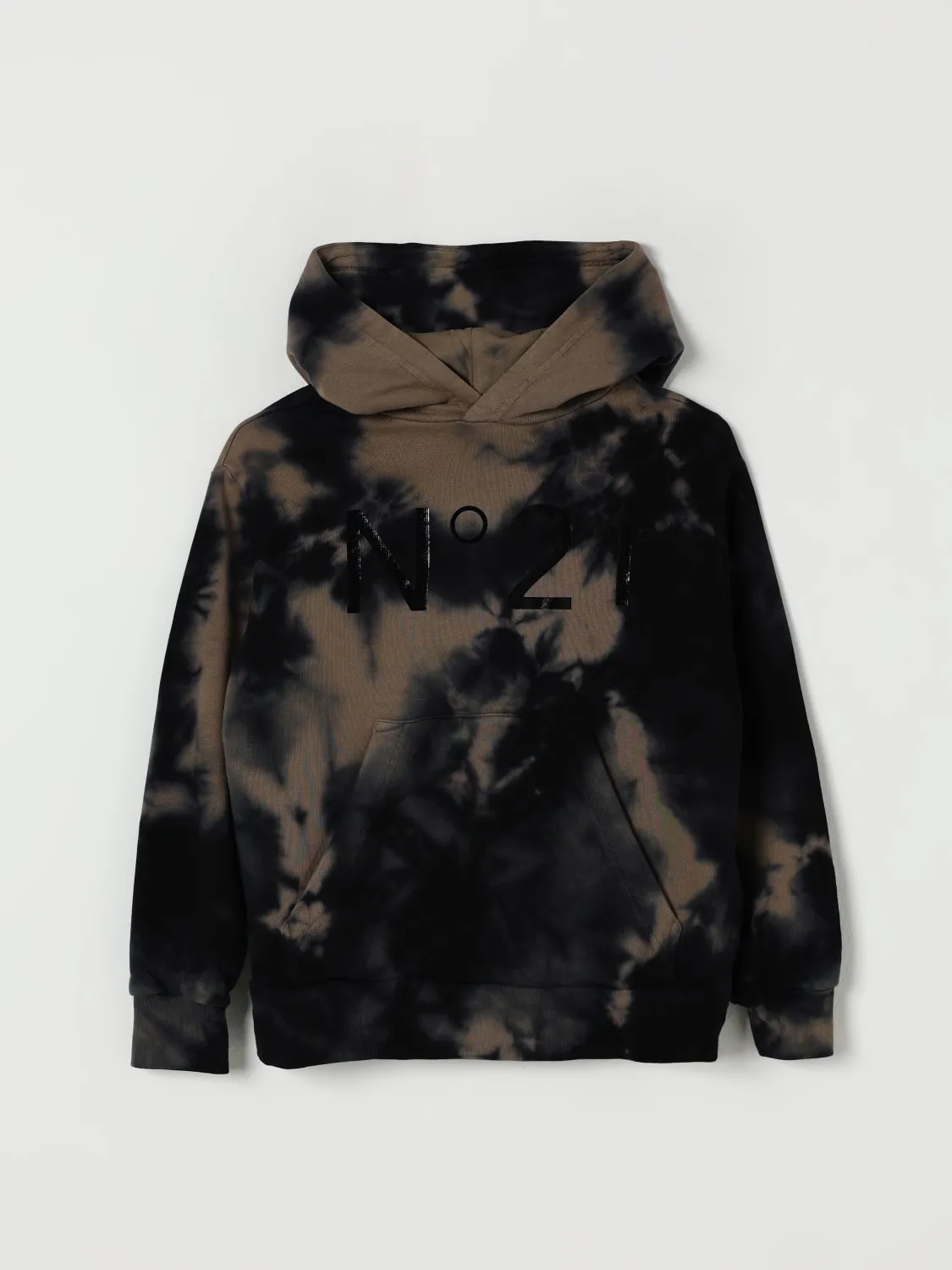 Felpa con cappuccio in cotone con logo N° 21