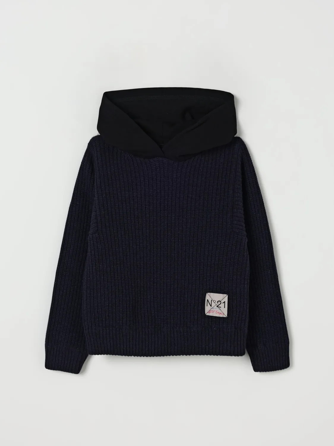 Felpa con cappuccio in maglia di misto lana N° 21