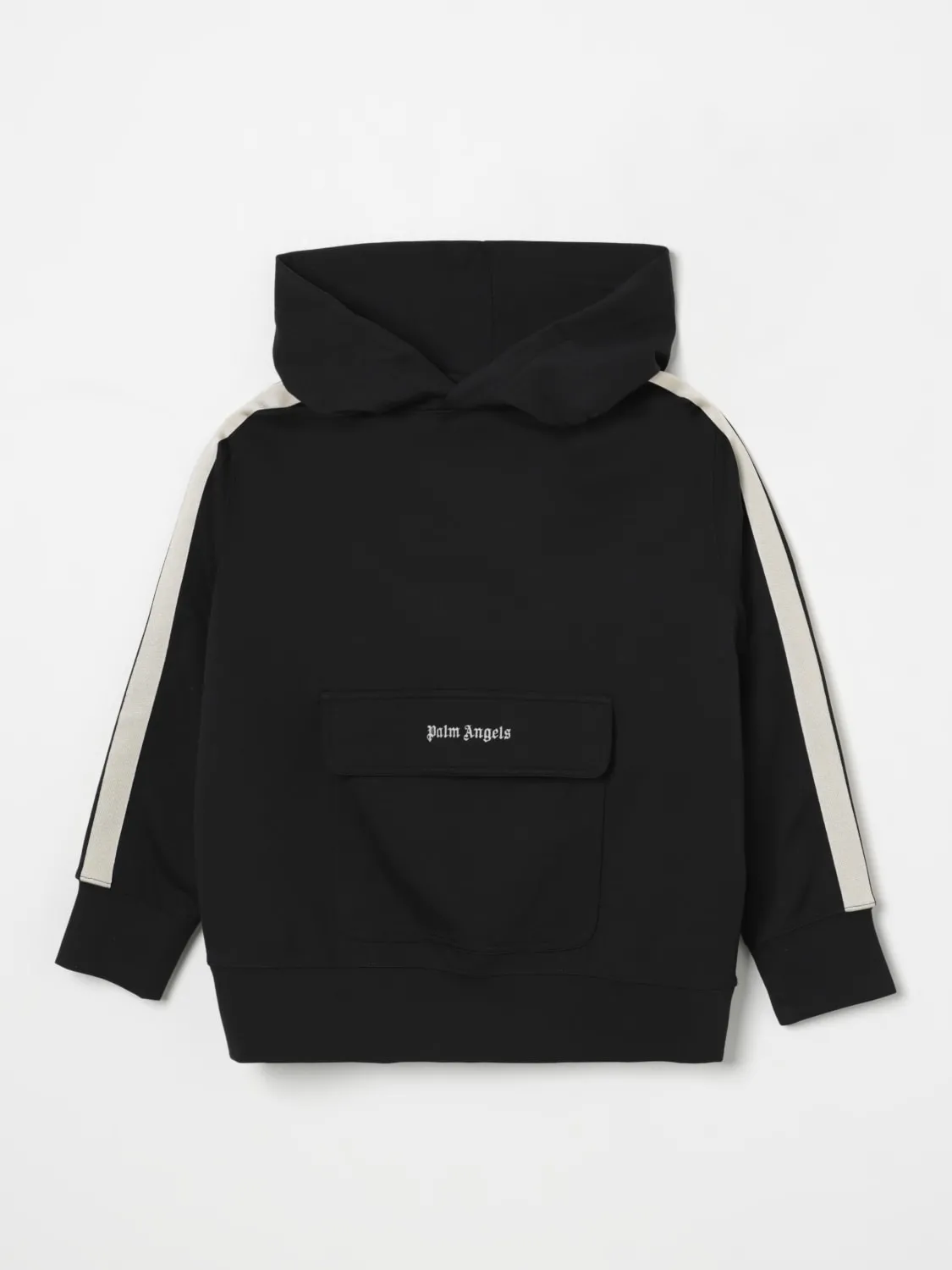 Felpa con cappuccio con bande in poliestere