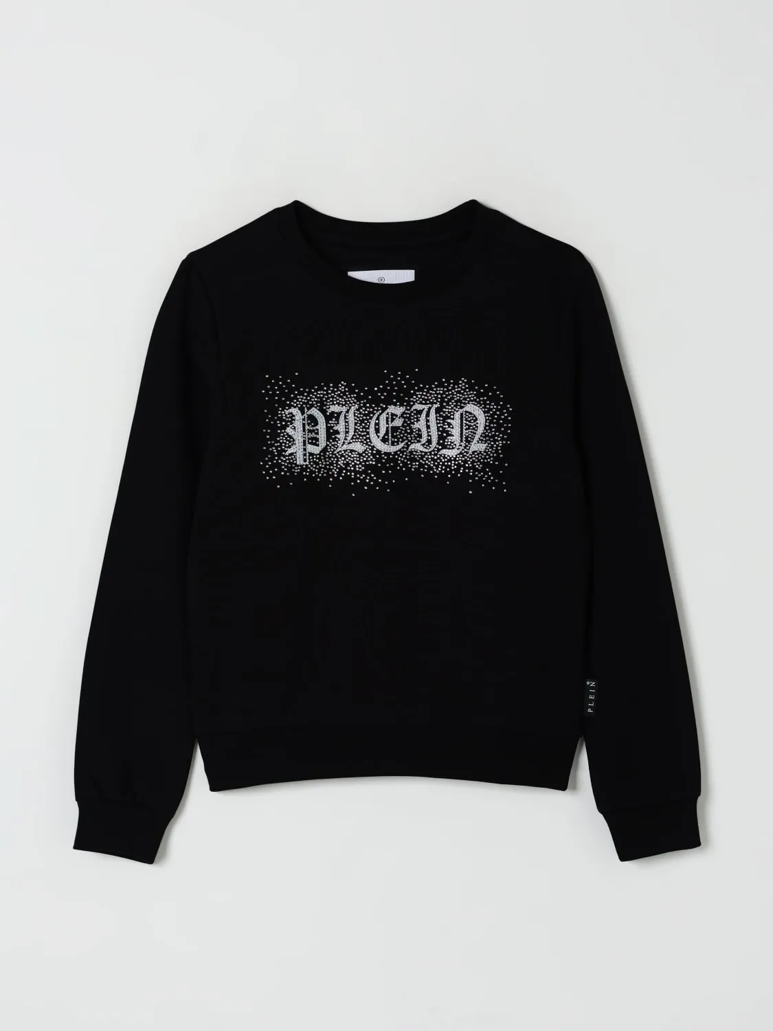 Felpa a girocollo con logo di strass Philipp Plein