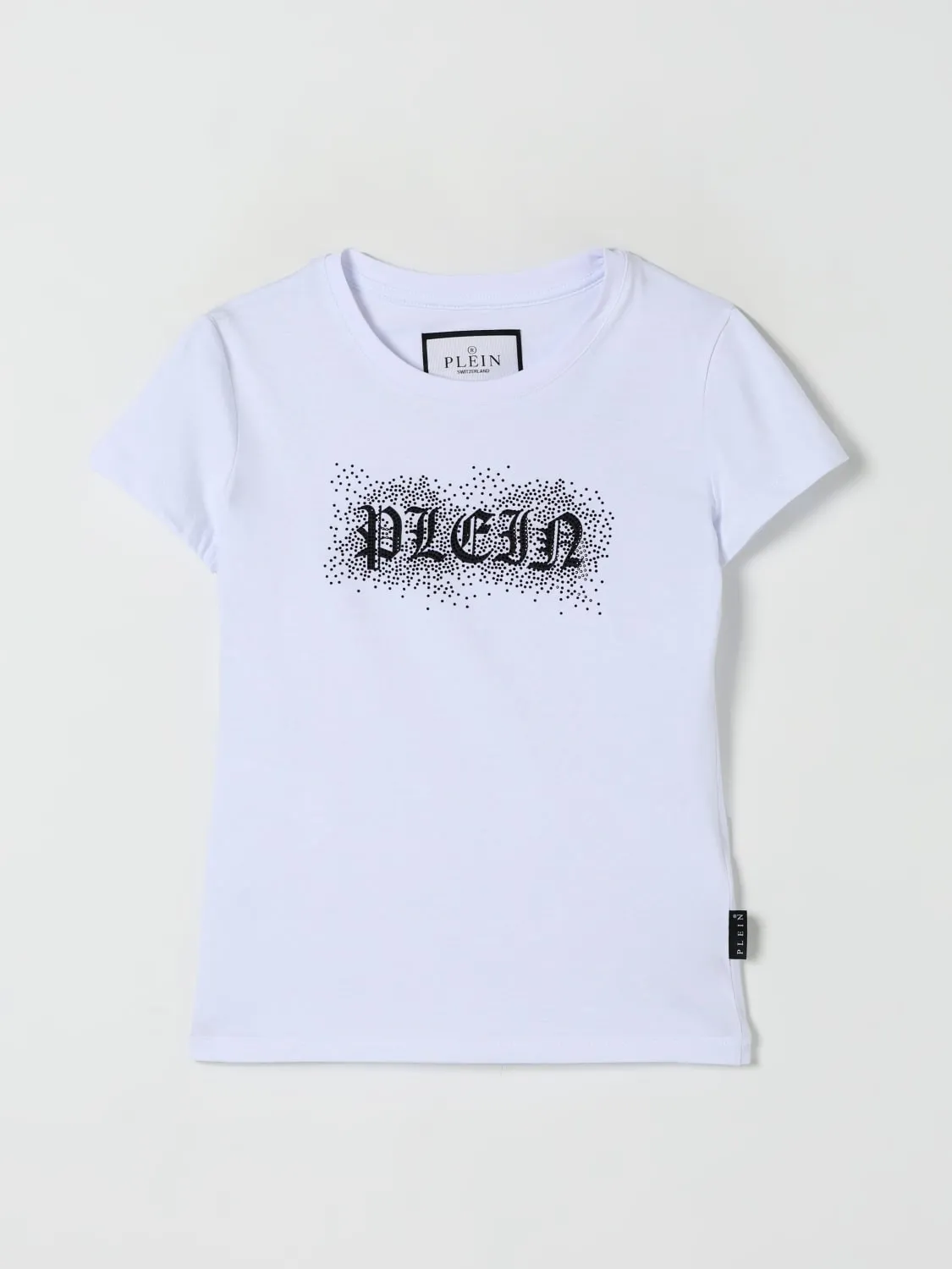 T-shirt in cotone con logo di strass Philipp Plein