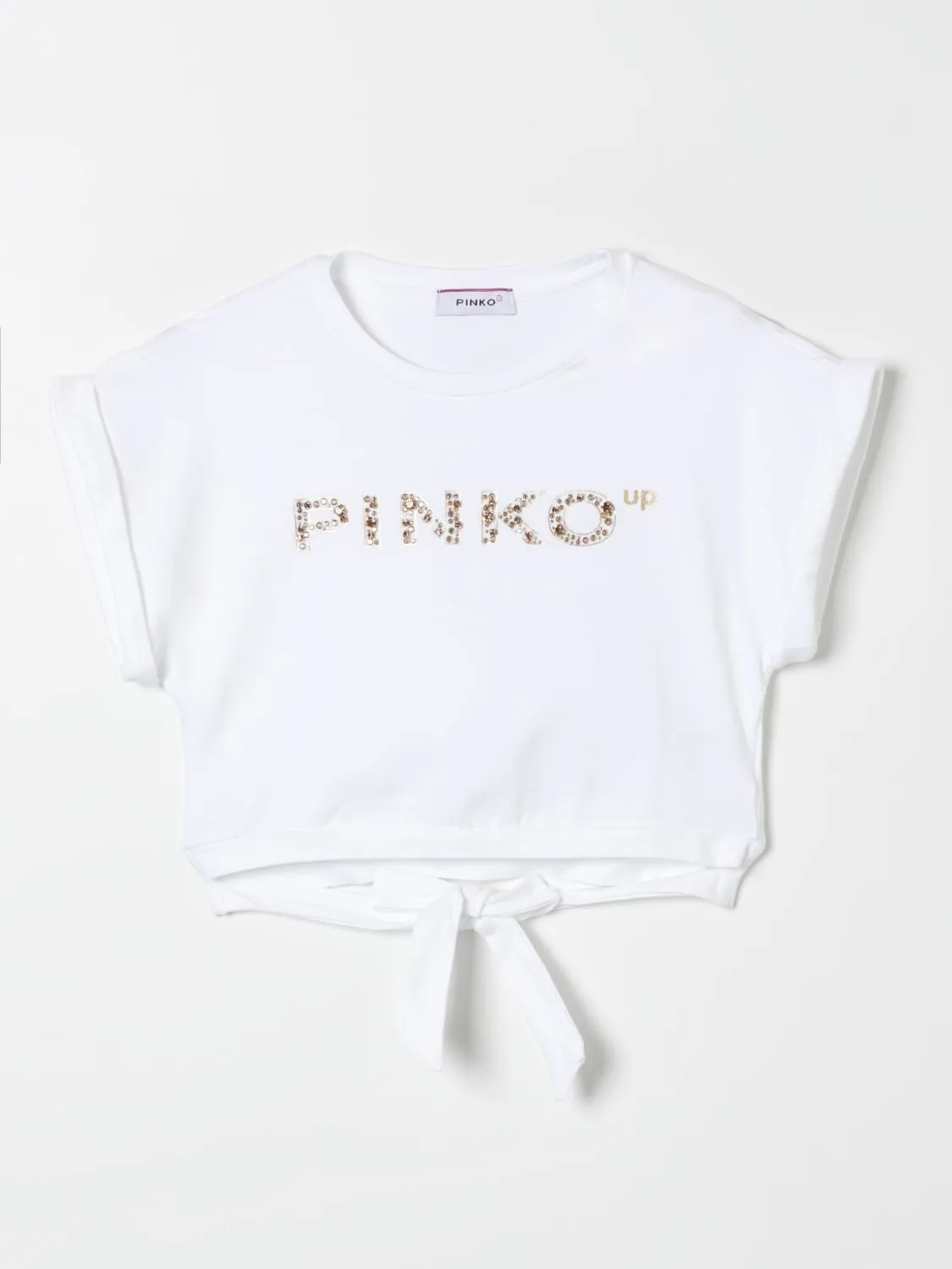 T-shirt Pinko Kids cropped in cotone