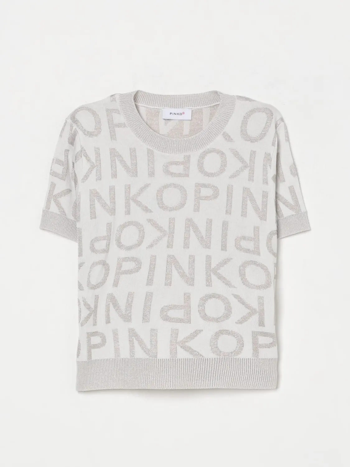 T-shirt crop con logo jacquard Pinko
