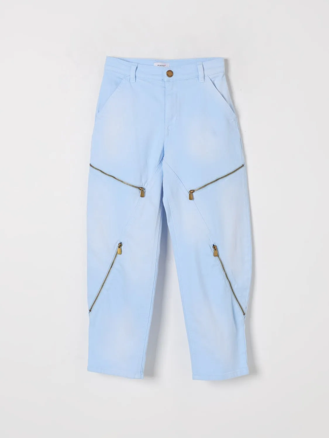 Pantalone in cotone con zip all-over Pinko