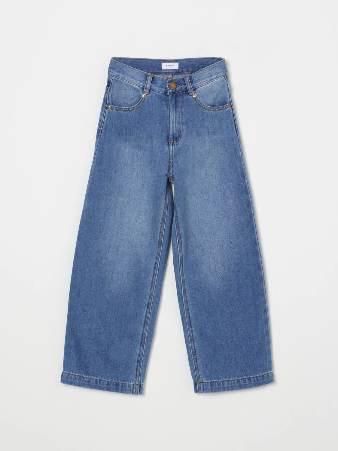 Jeans a gamba larga con logo Pinko