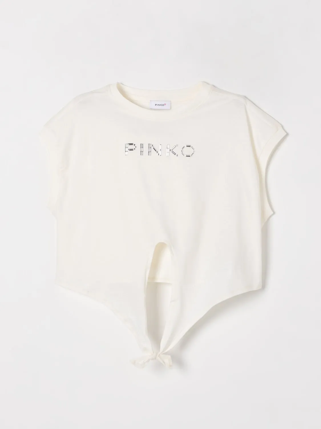 T-shirt in cotone con logo gioiello Pinko