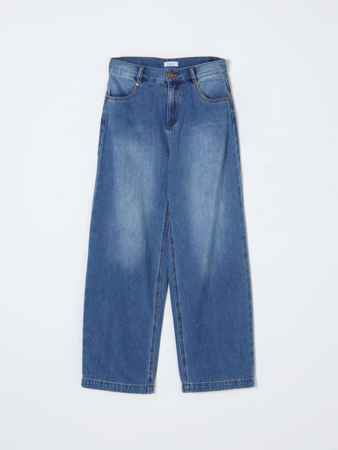 Jeans larghi con logo posteriore Pinko