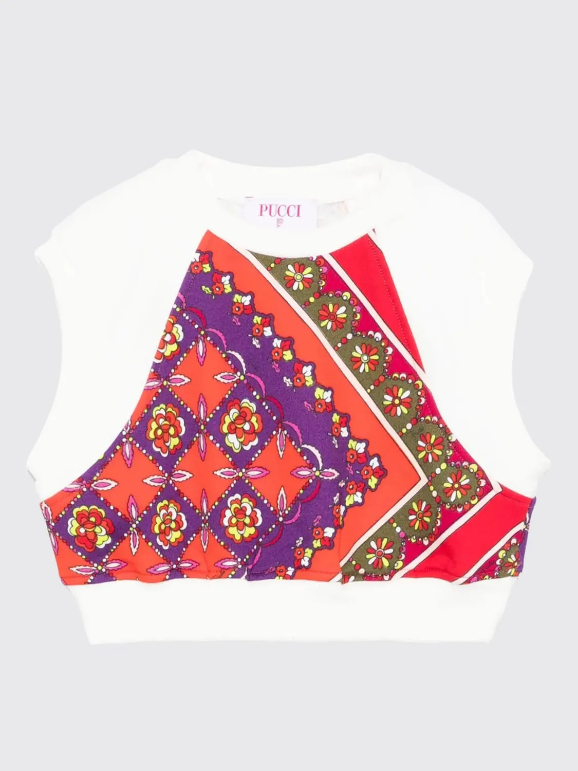 Maglia crop in cotone stampata Pucci