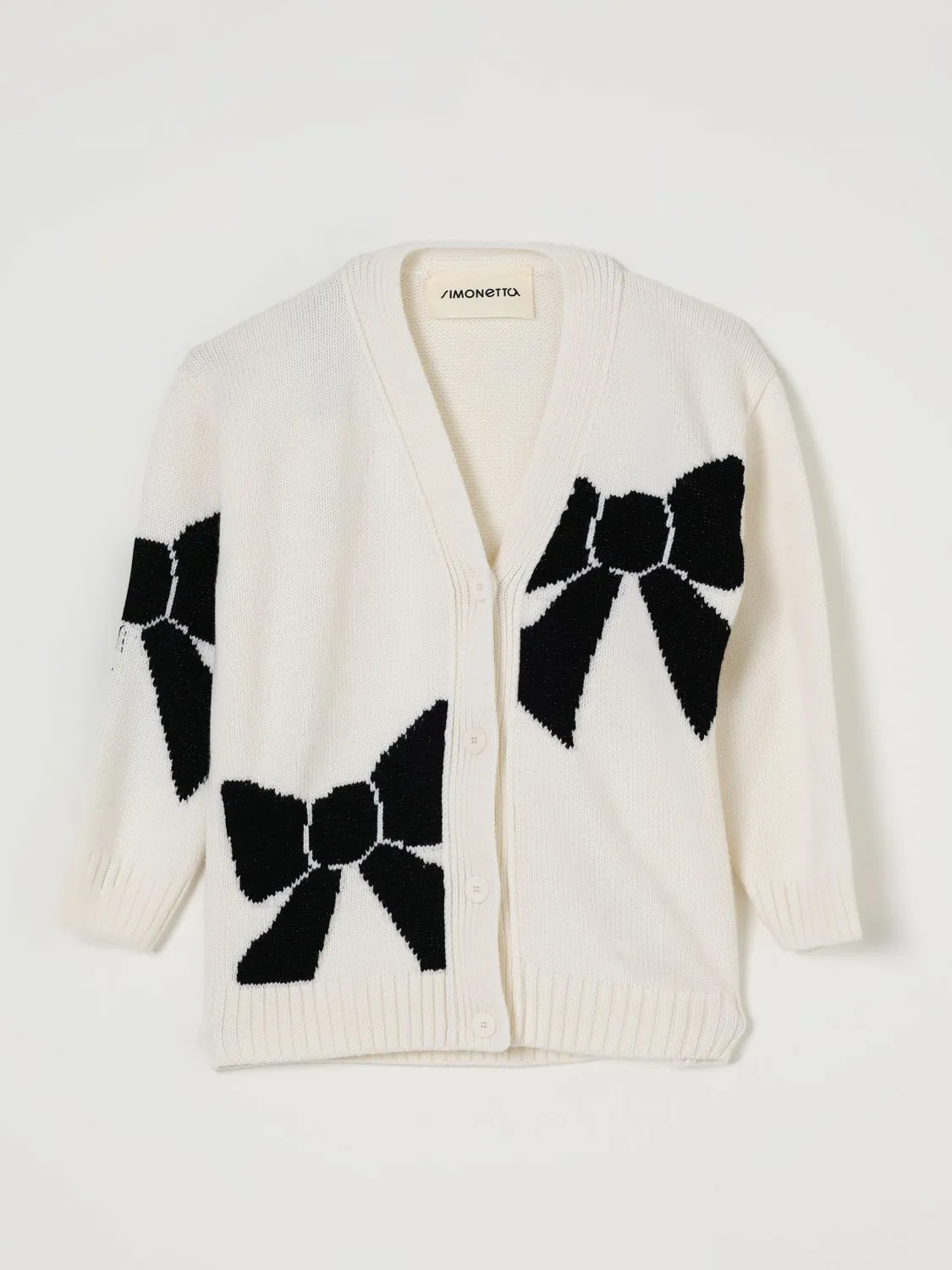 Cardigan in lana vergine con fiocchi Simonetta