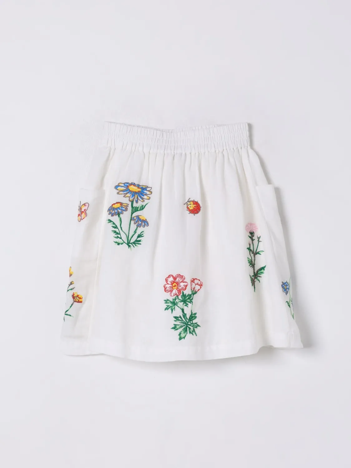 Gonna in cotone e lino ricamata Stella McCartney Kids