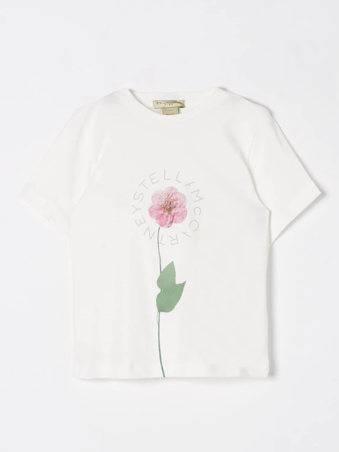 T-shirt in cotone Stella McCartney Kids con stampa fiore
