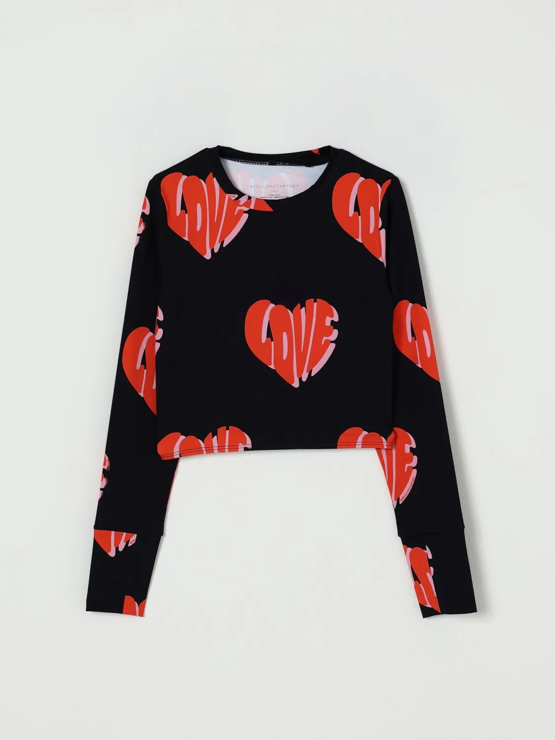 Top in Lycra crop con stampa cuori Stella McCartney Kids