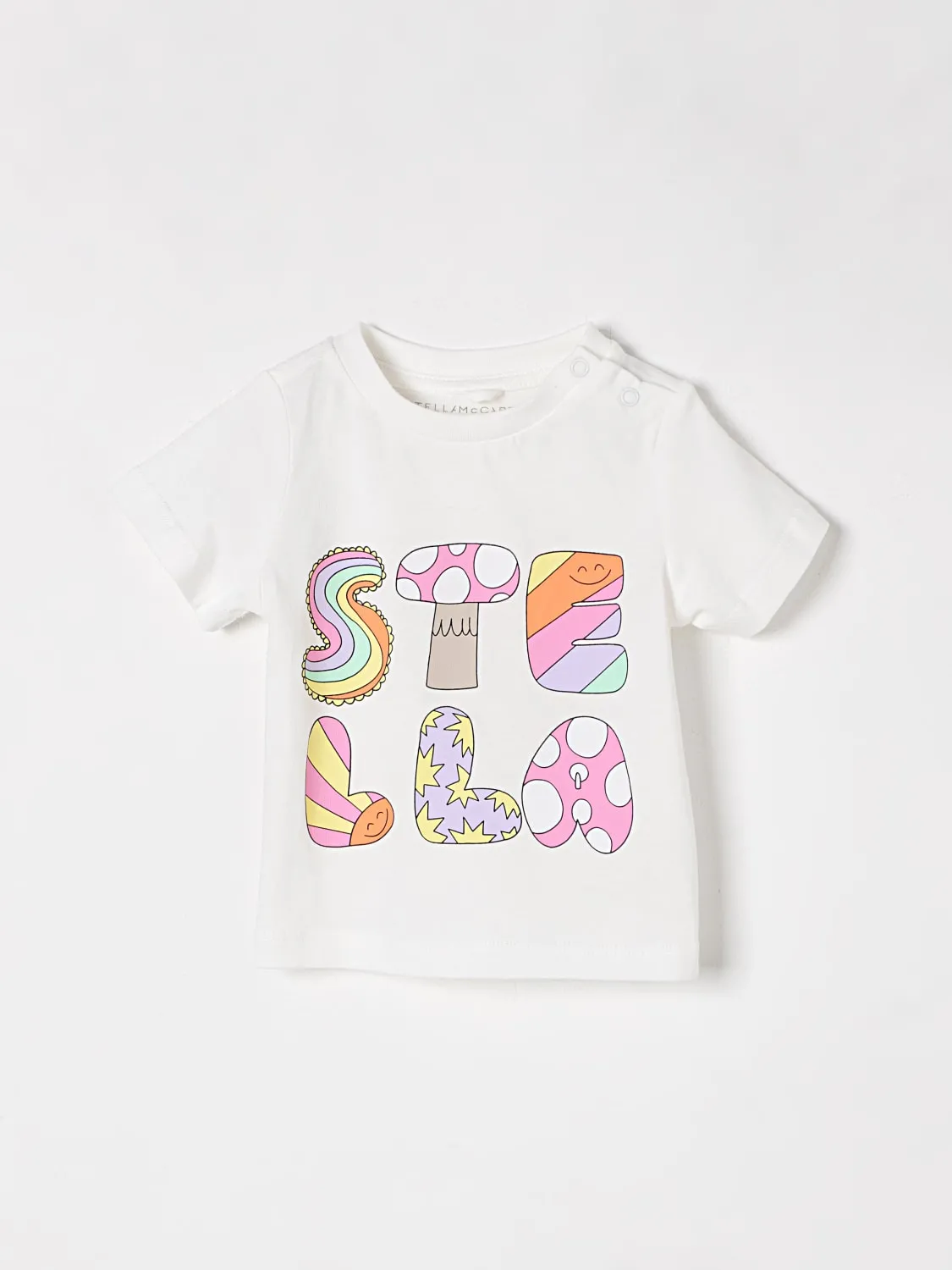 T-shirt in cotone con stampa logo Stella McCartney Kids