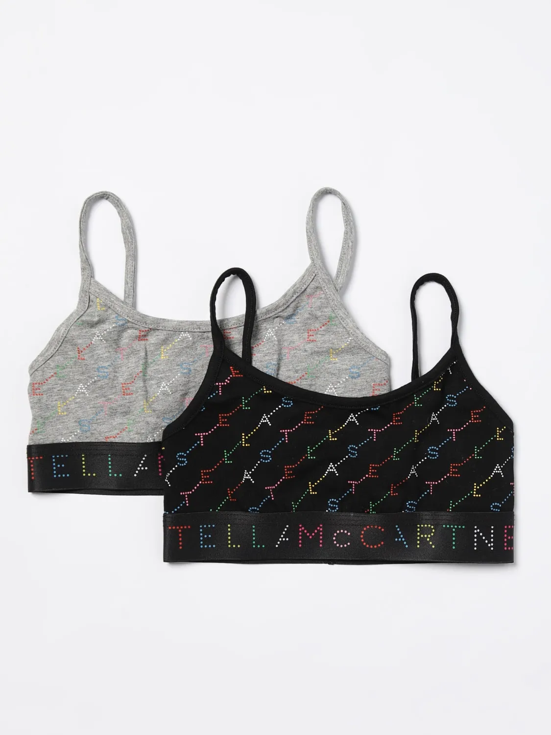 Set 2 brassiere Stella McCartney Kids in cotone stretch con stampa logo