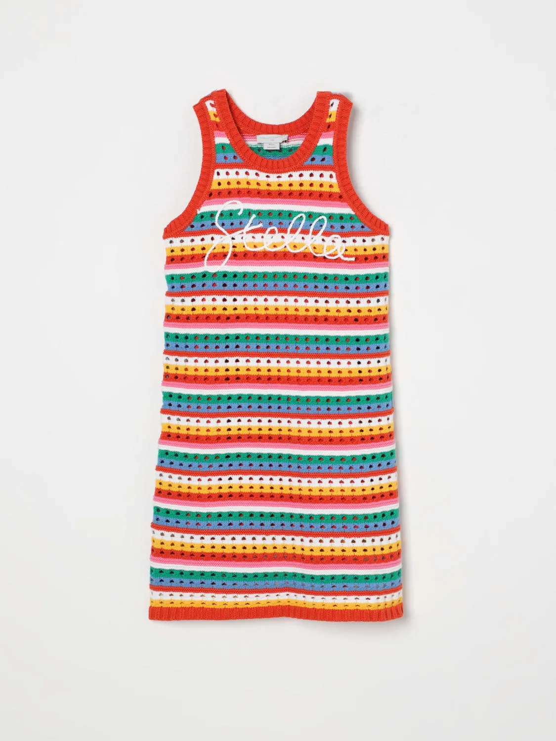 Abito a righe Stella McCartney Kids in cotone all'uncinetto