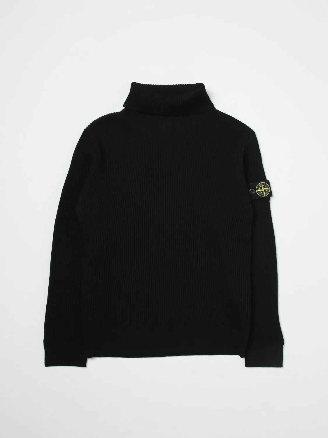 Maglione Stone Island Junior in lana vergine a coste