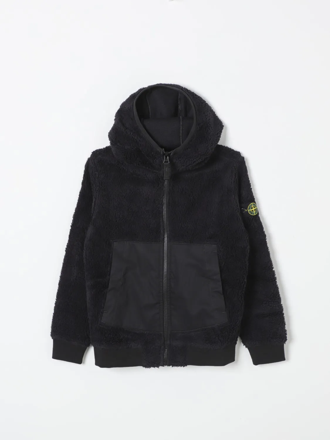 Giacca teddy con cappuccio Stone Island Junior