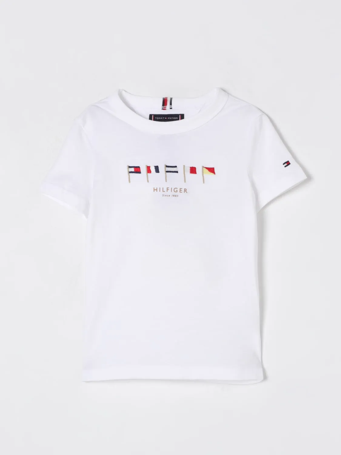 T-shirt in cotone con bandiere Tommy Hilfiger