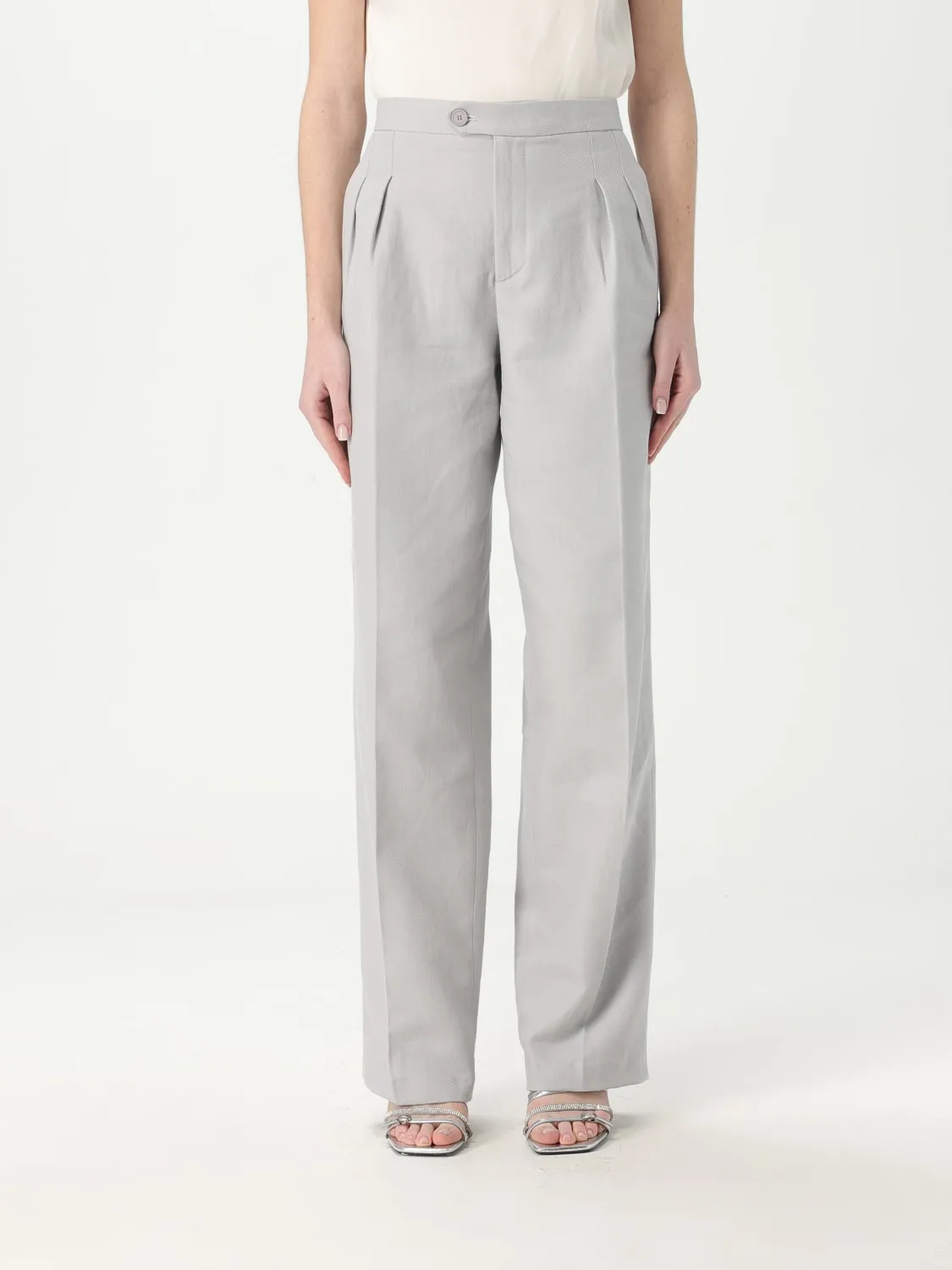 Pantalone classico Twinset in cotone e lino