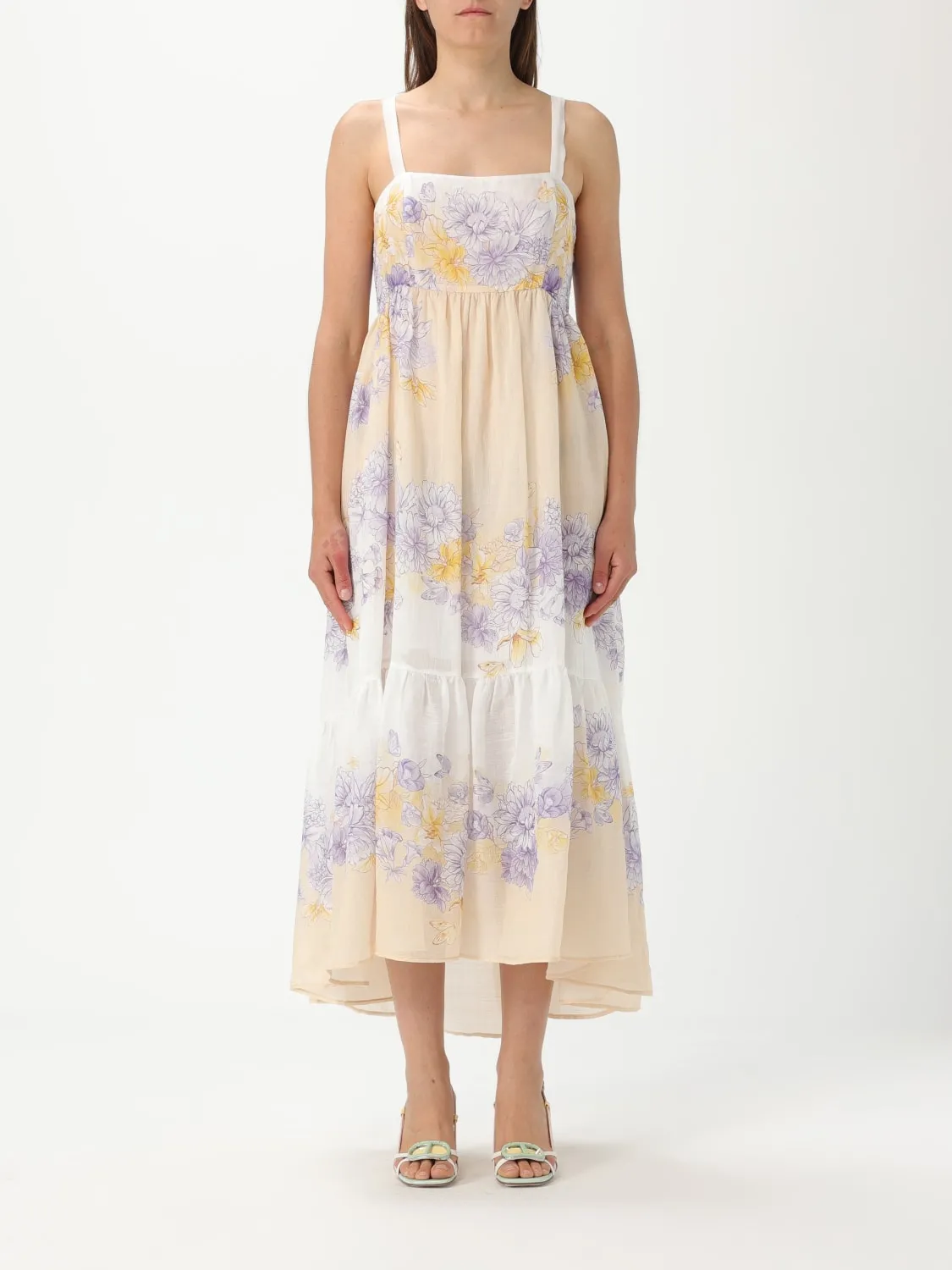 Abito Twinset in cotone e ramiè con stampa floreale