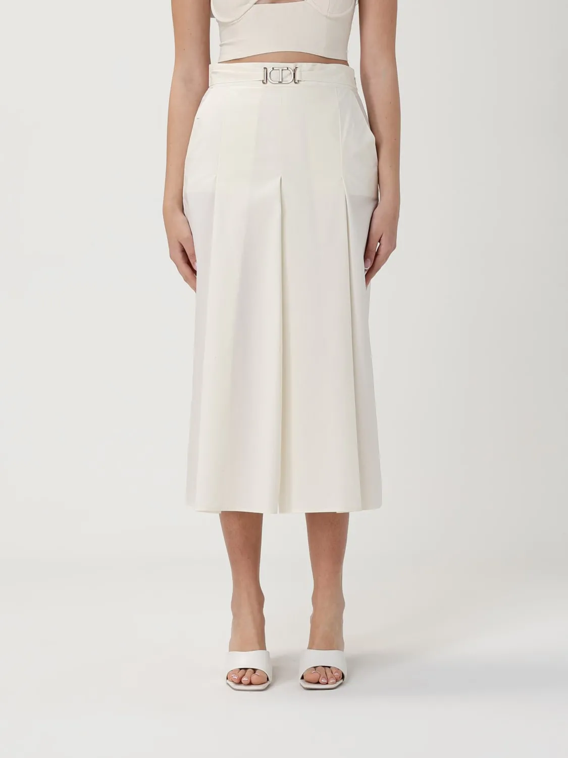 Gonna in cotone con logo Twinset