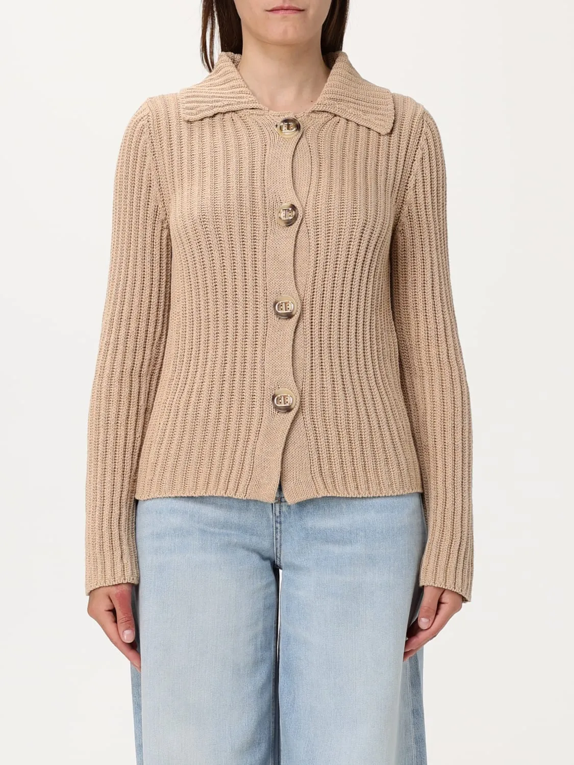 Cardigan a polo in cotone Twinset