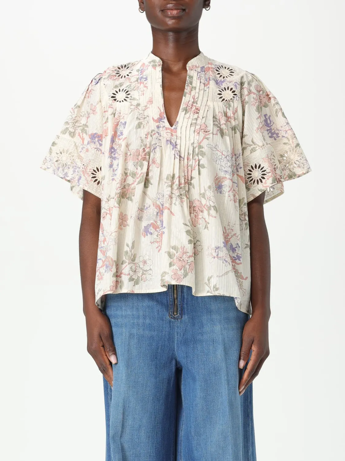 Blusa Twinset in misto cotone con stampa floreale