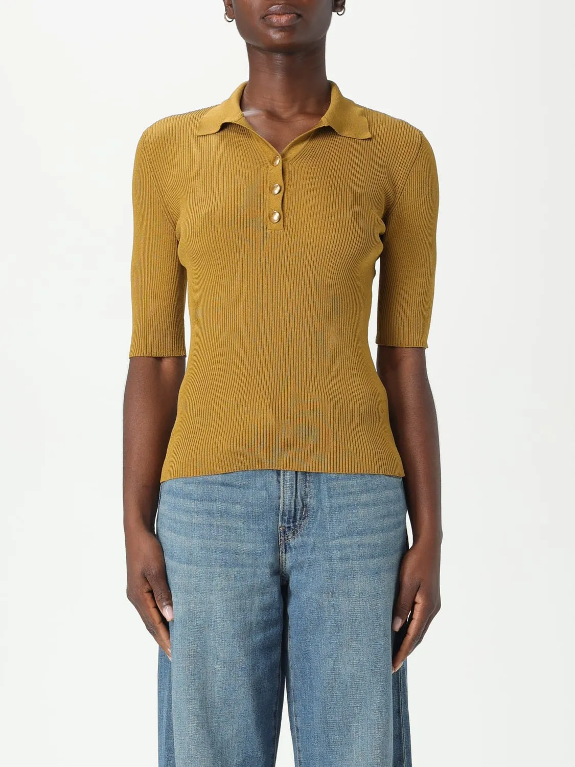 Polo in viscosa a coste Twinset