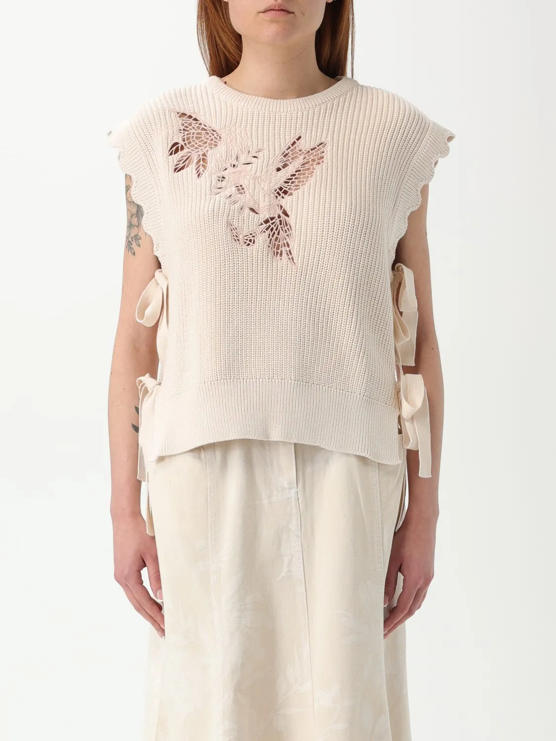 Top smanicato Twinset in maglia