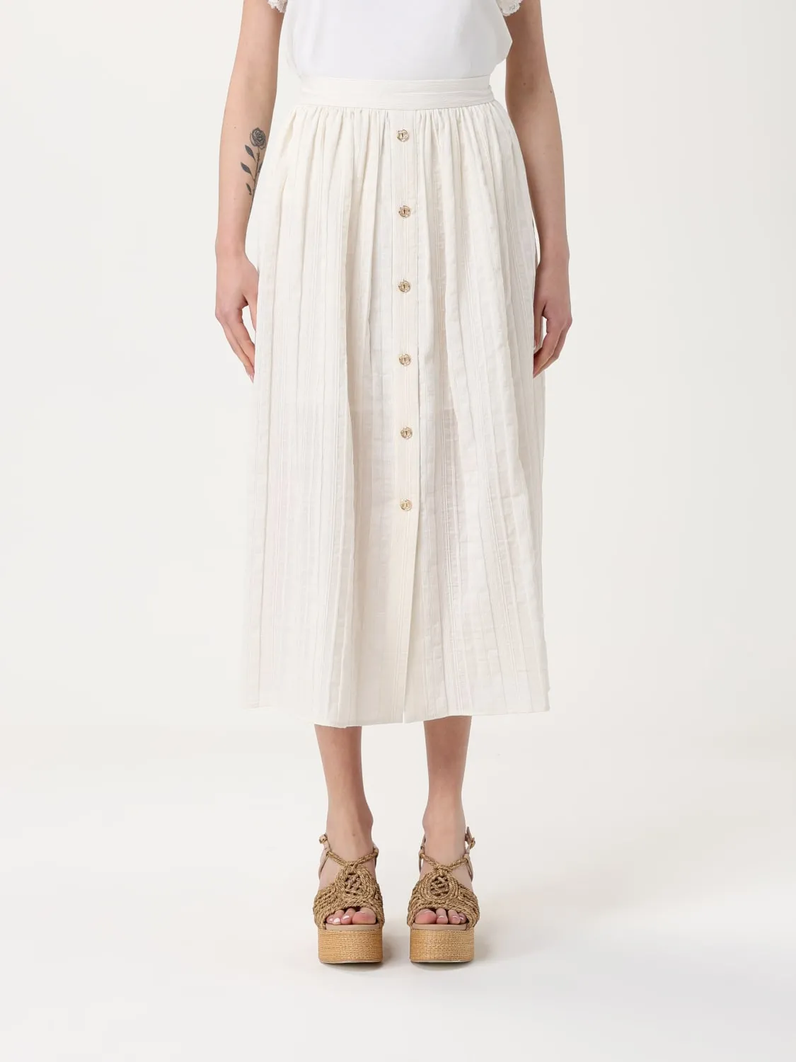 Gonna in cotone e lino Twinset