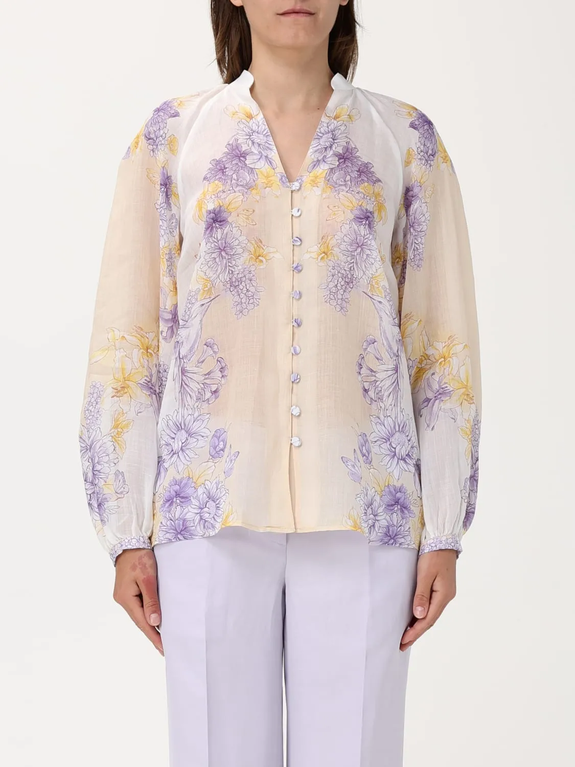 Camicia Twinset in ramie con stampa floreale