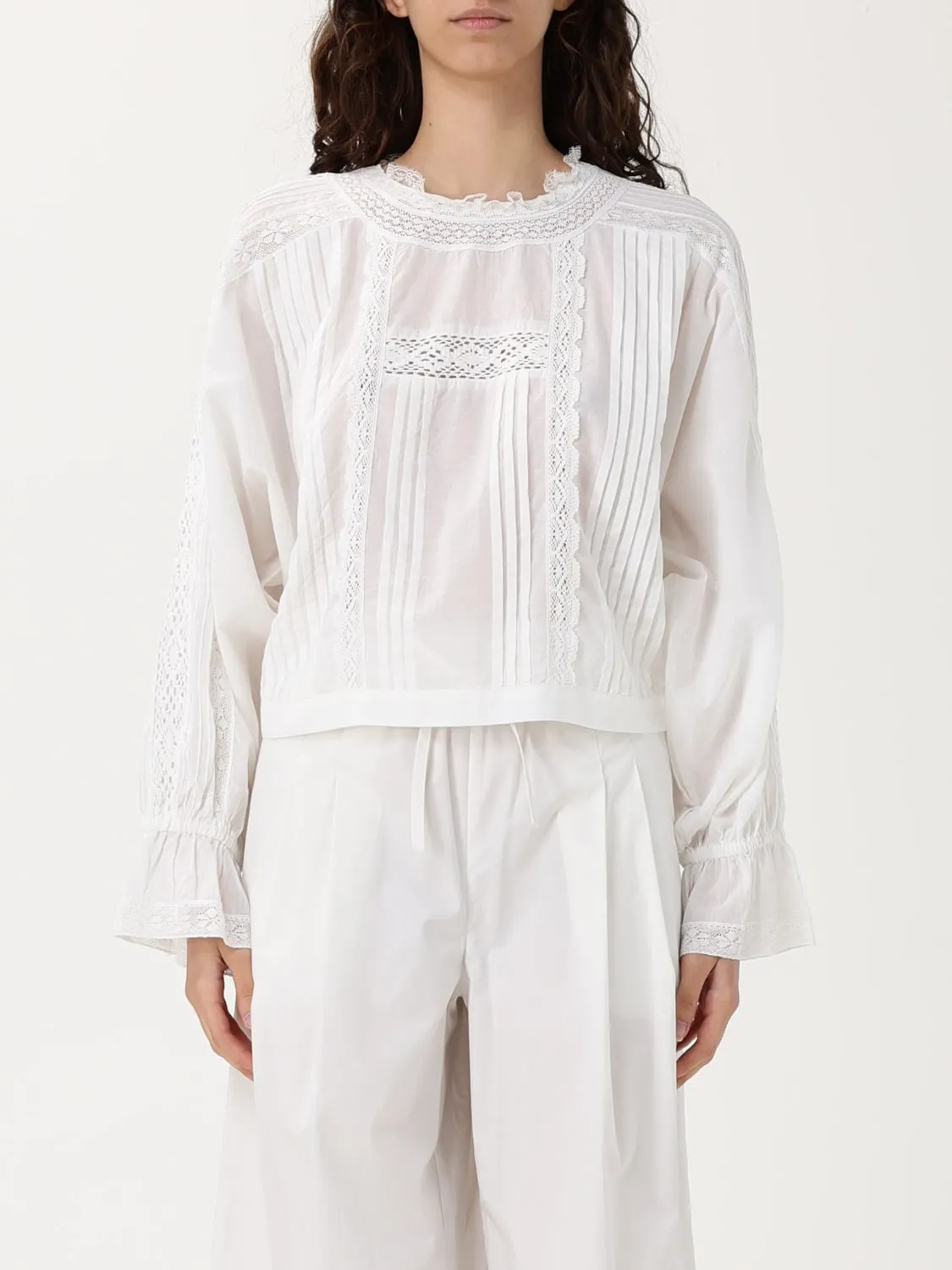 Blusa Twinset in cotone con inserti in pizzo