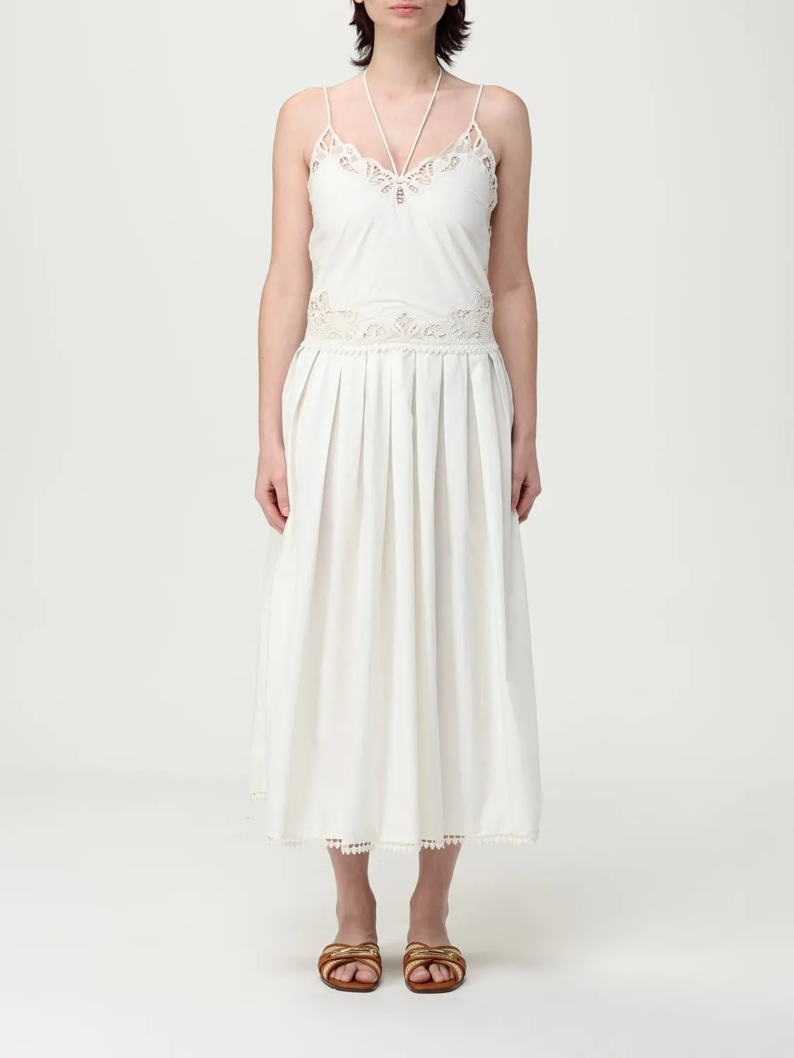 Abito Twinset in cotone con inserti in pizzo