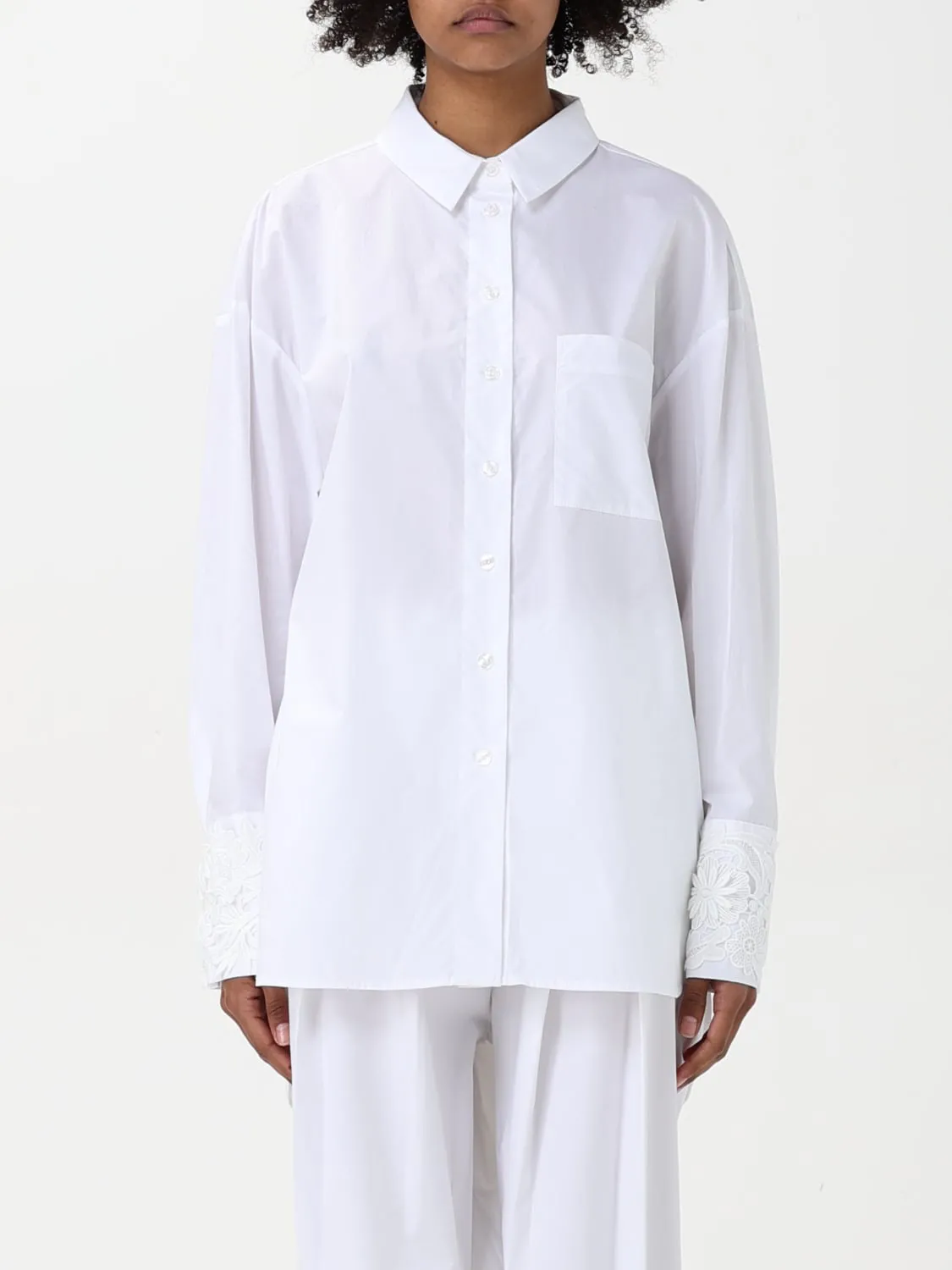 Camicia classica Twinset in cotone con ricami