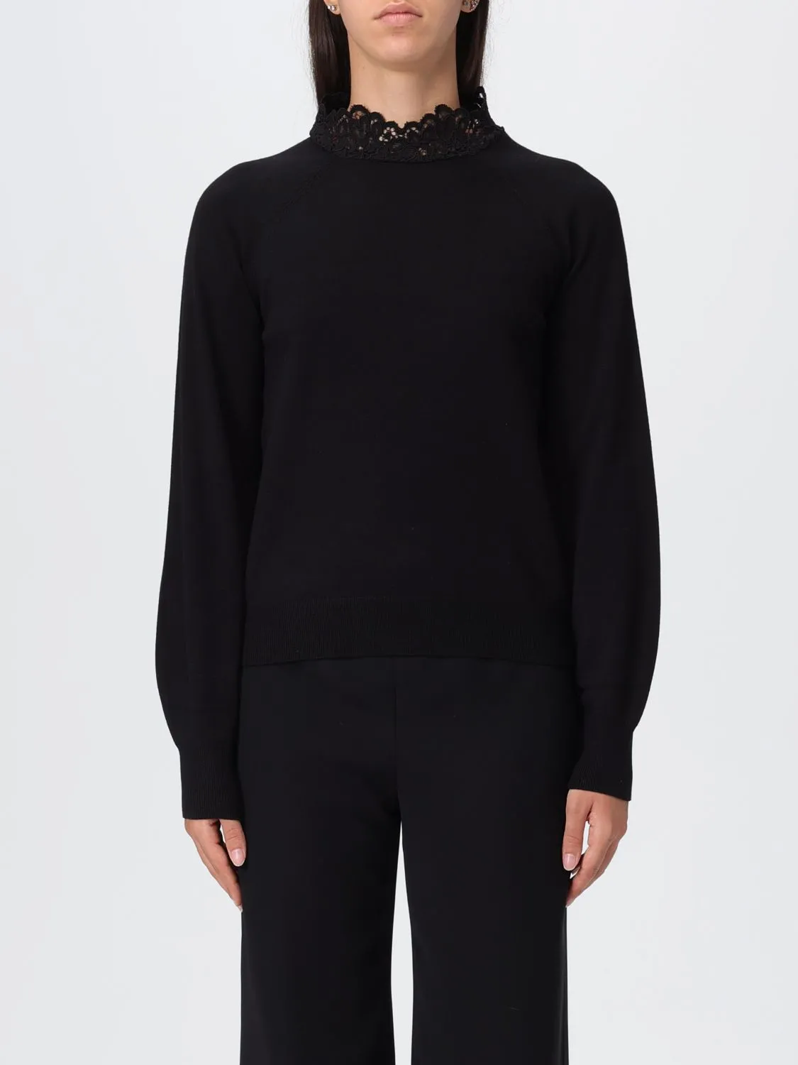 Maglia a lupetto con collo in pizzo Twinset