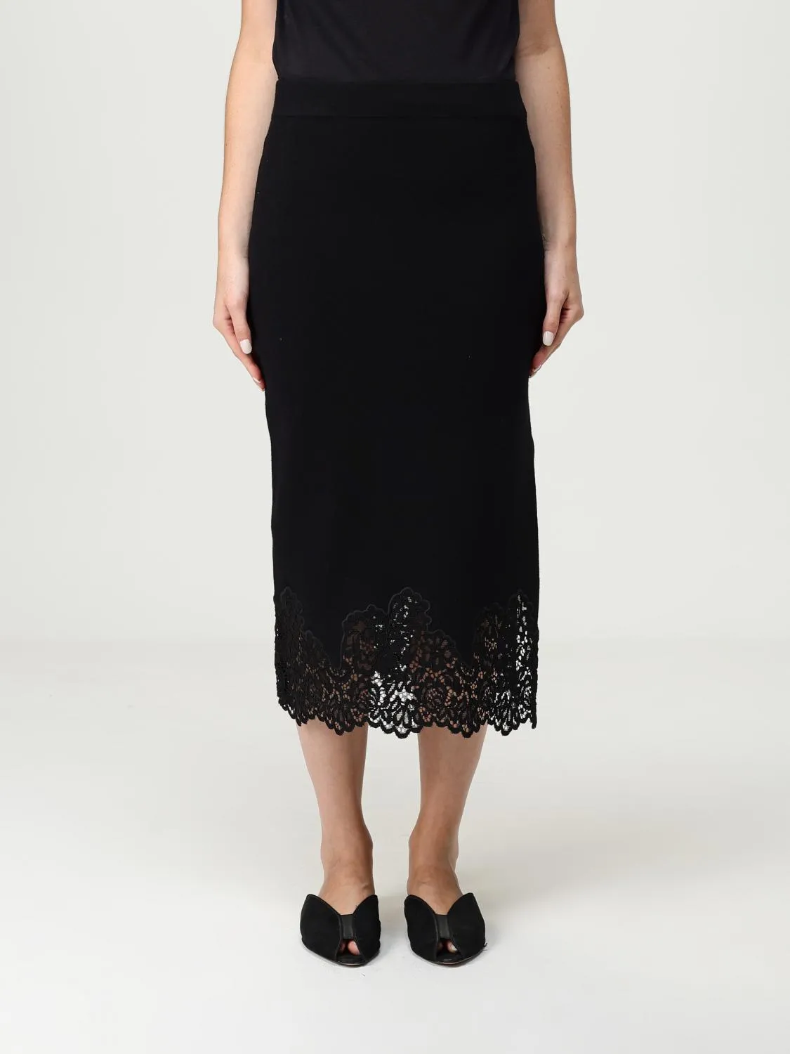 Gonna Twinset in maglia e pizzo