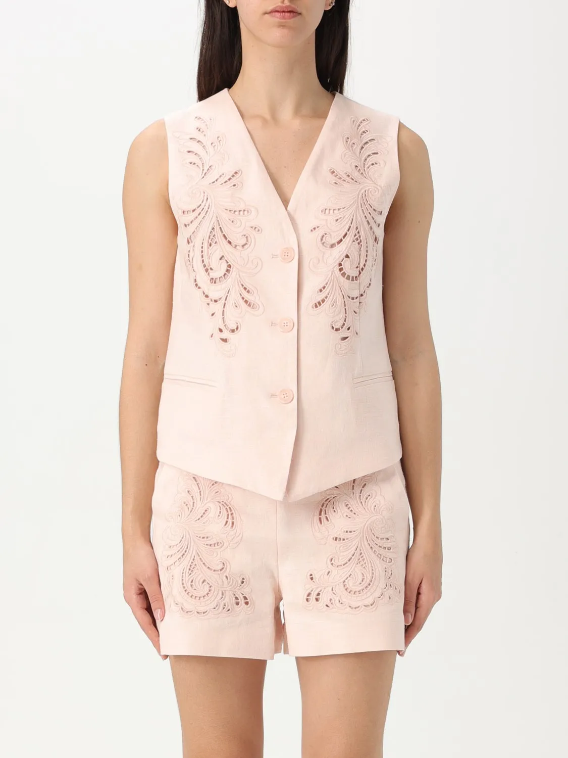 Gilet in misto lino ricamato Twinset