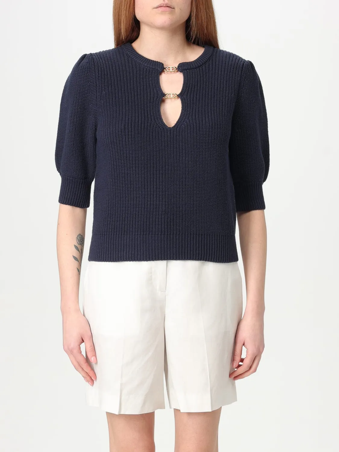 Maglia Twinset in cotone con dettagli cut-out